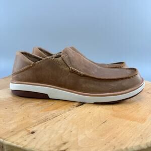 Olukai Kalia Mens Size 9 Shoes Tan Brown Leather Slip On Comfort Loafers NWT